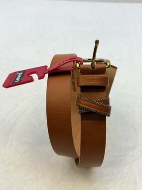 Levi's Women’s Tan-Brown Leather Belt with Brass Buckle size Medium